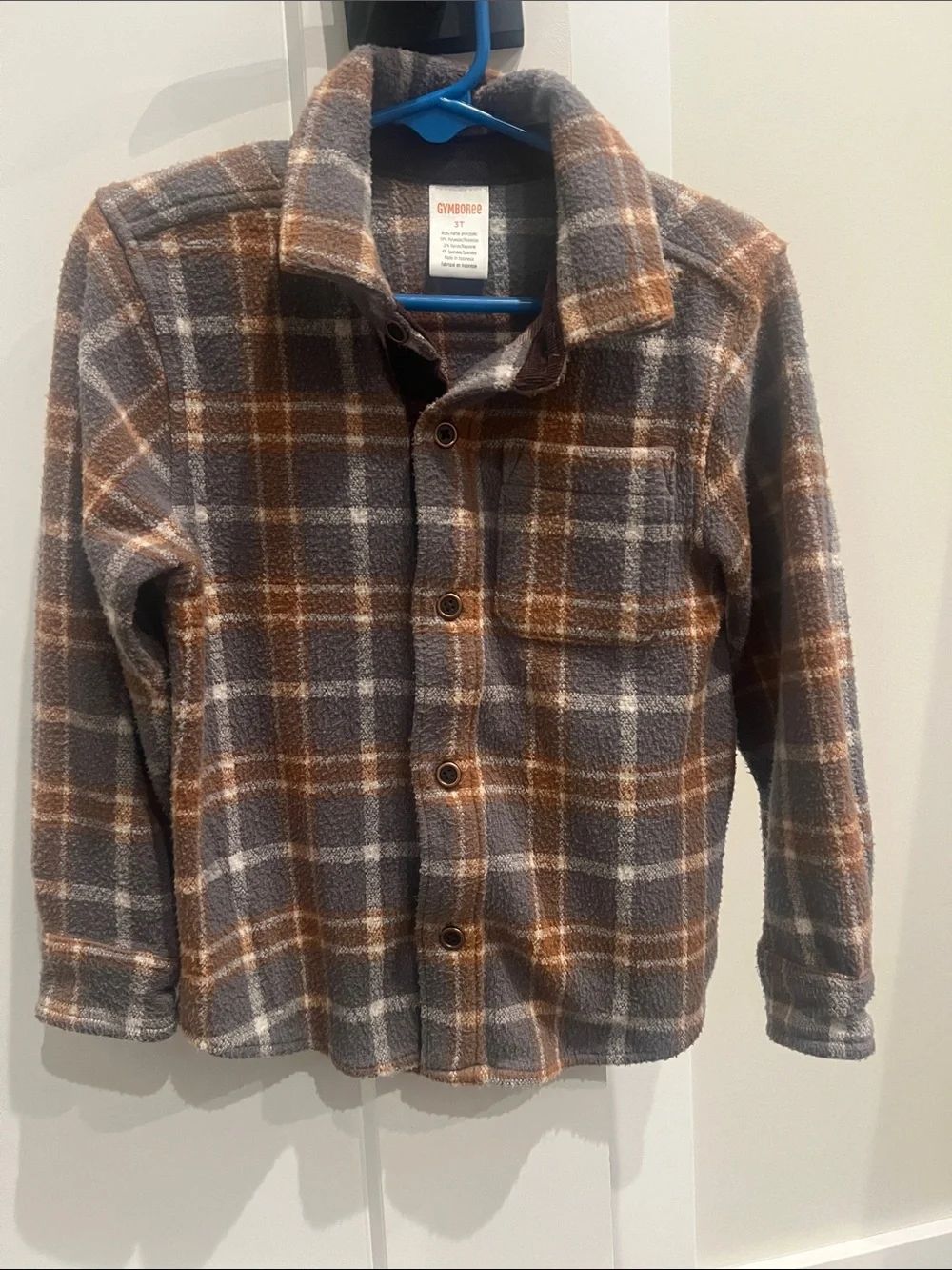 Gymboree Gray & Brown Plaid Button-Up Shirt Jacket